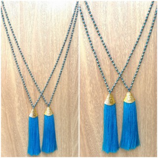beads crystal tassels necklace silver gold caps bronze handmade free shipping